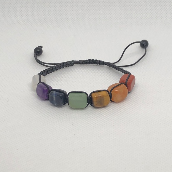 NWOT Chakra Bracelet W/Genuine Natural Stones Adjustable - Picture 4 of 4